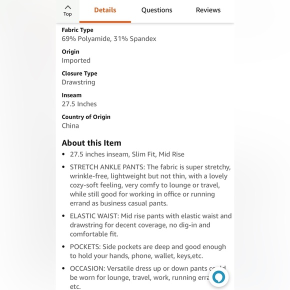 CRZ Yoga pants from Amazon. Straight, ankle length in medium, navy blue. NWT - Picture 4 of 7